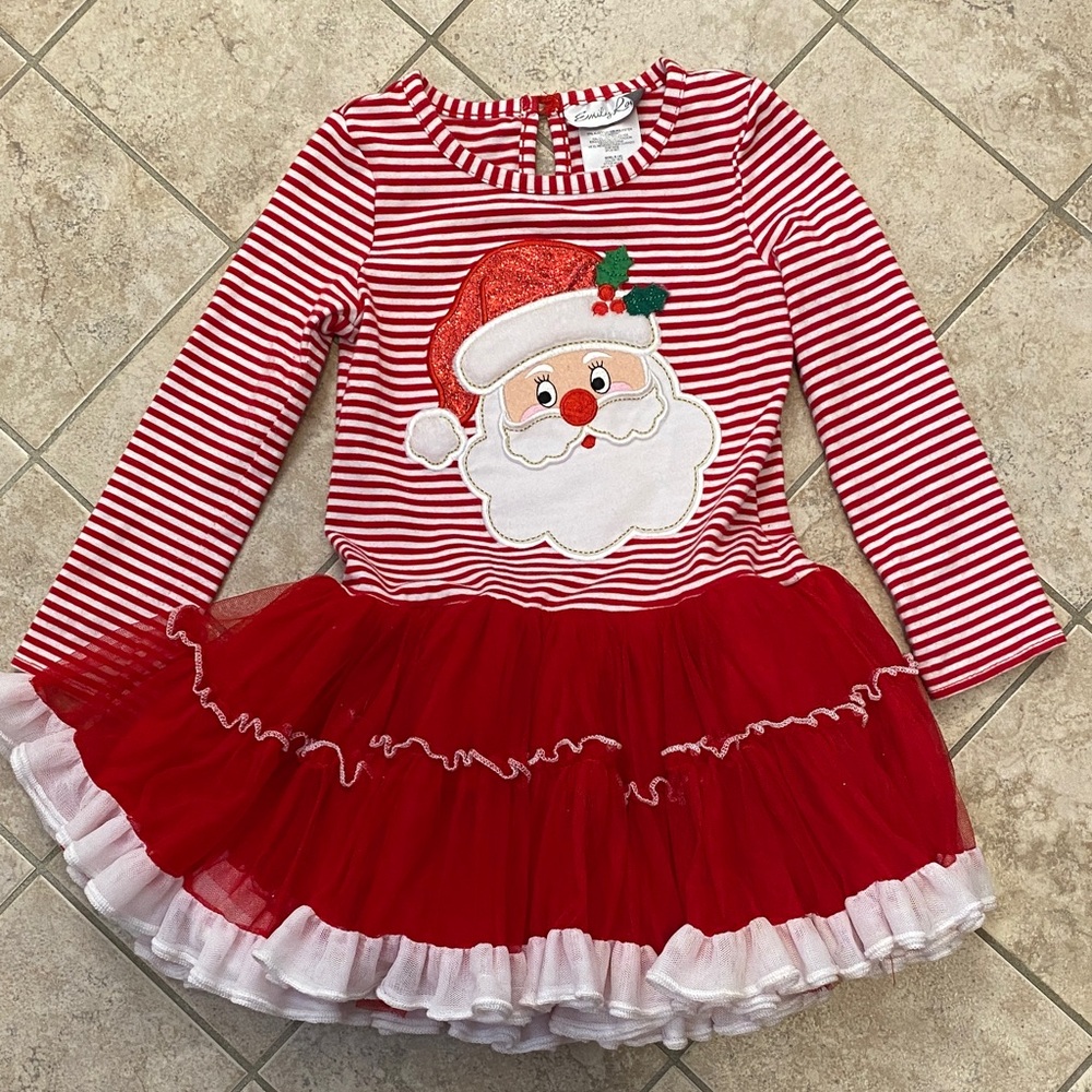 Emily Rose Festive Red and White Santa Dress size 4